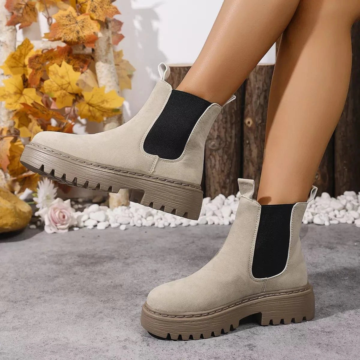 Round Toe Platform Boots - Rosey's Creations