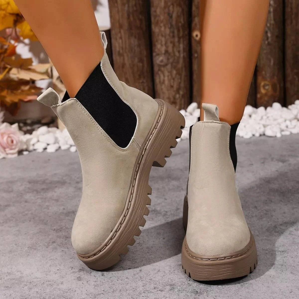 Round Toe Platform Boots - Rosey's Creations