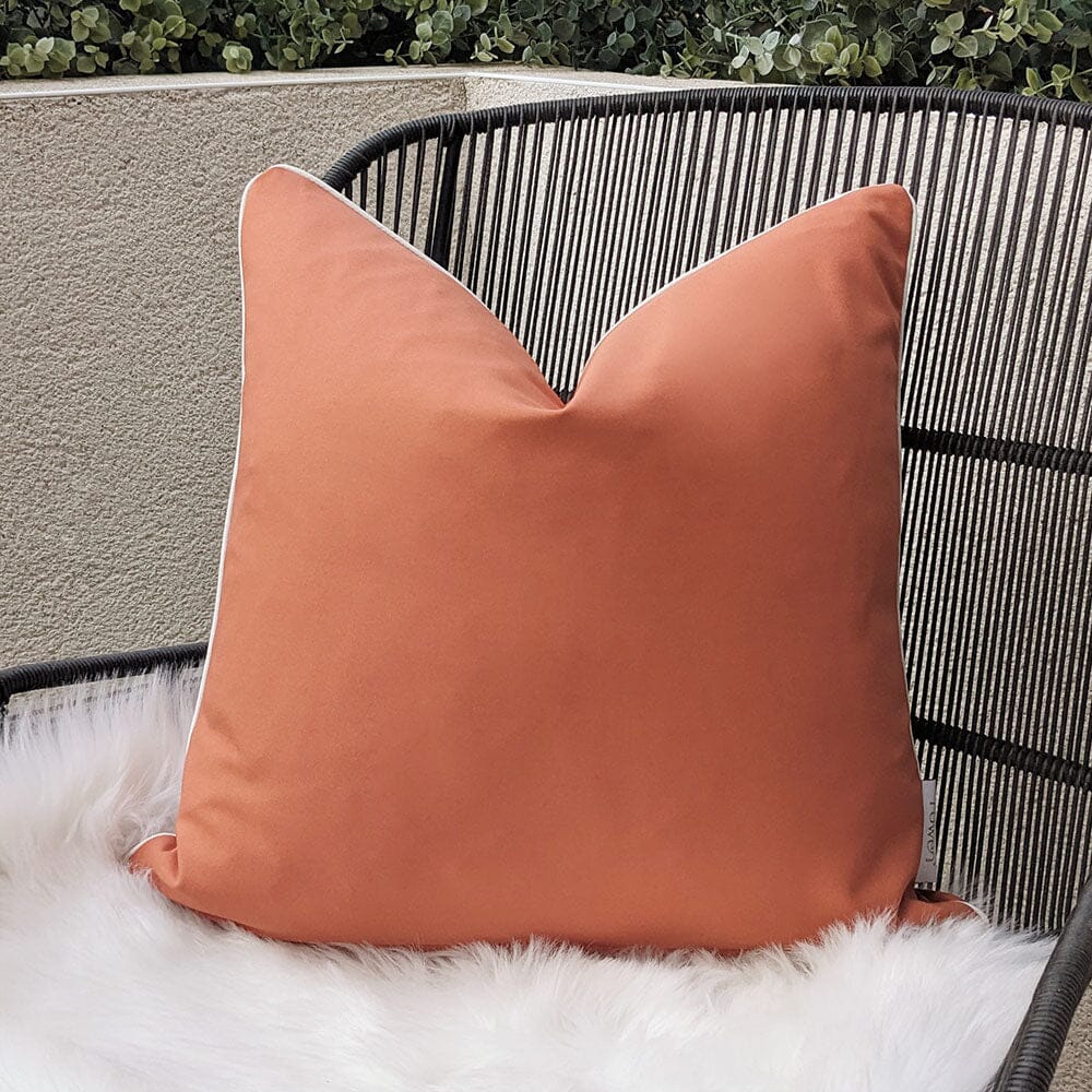 Rust Outdoor Cushion with Cream Piping - 43 x 43cm - Rosey's Creations