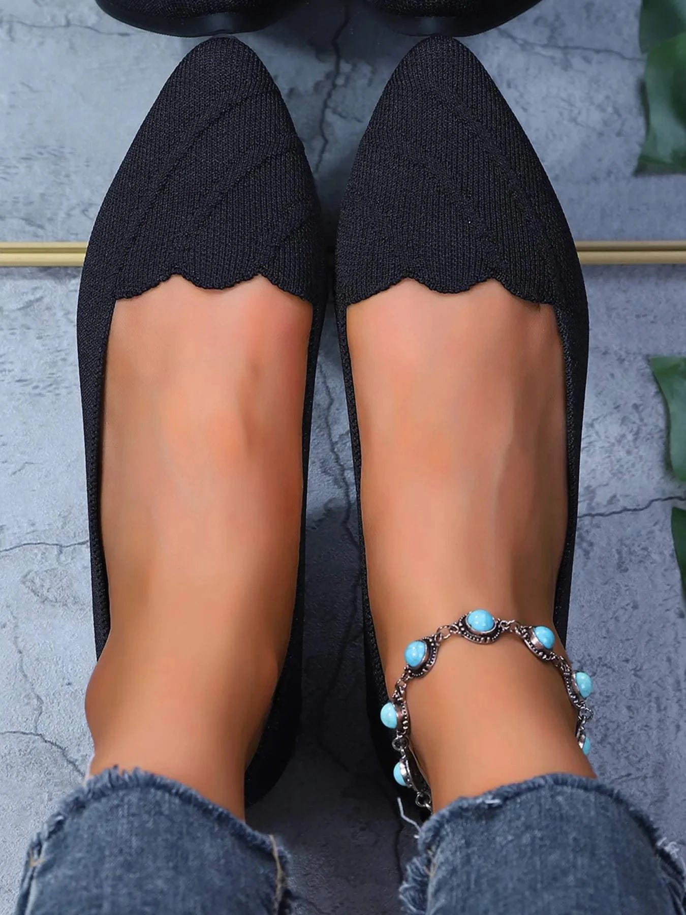 Scalloped Edge Pointed Toe Loafers - Rosey's Creations