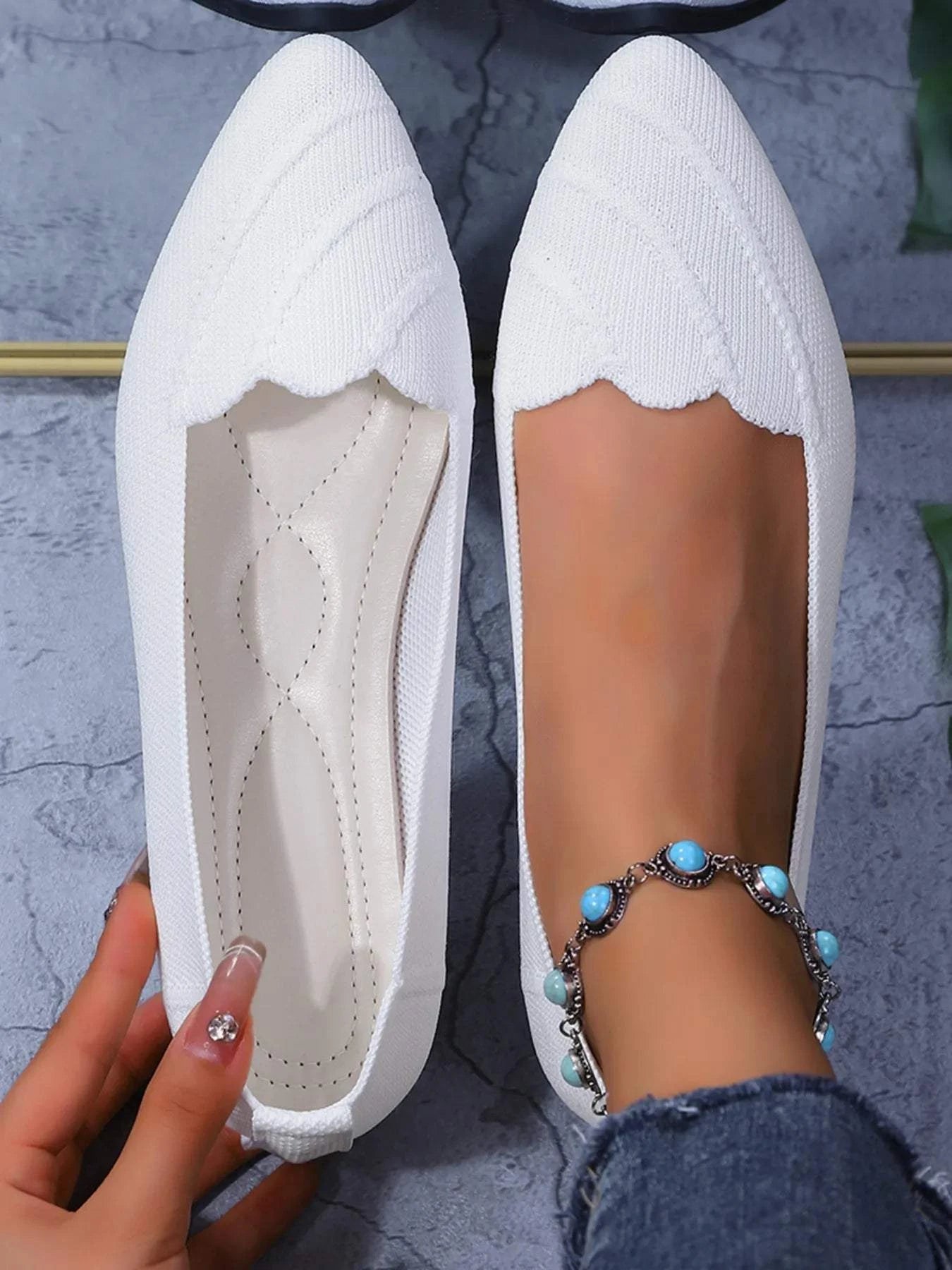 Scalloped Edge Pointed Toe Loafers - Rosey's Creations