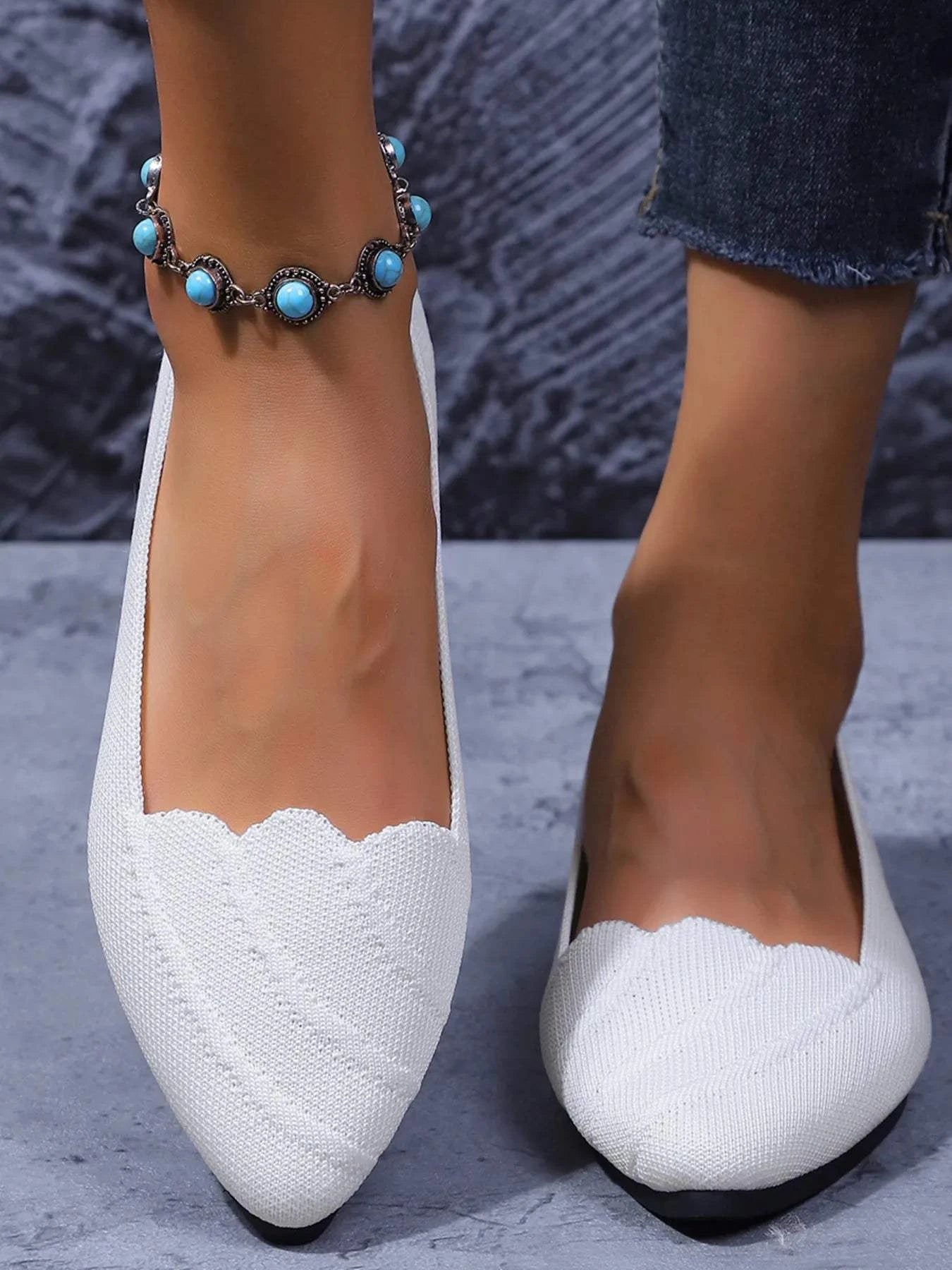 Scalloped Edge Pointed Toe Loafers - Rosey's Creations