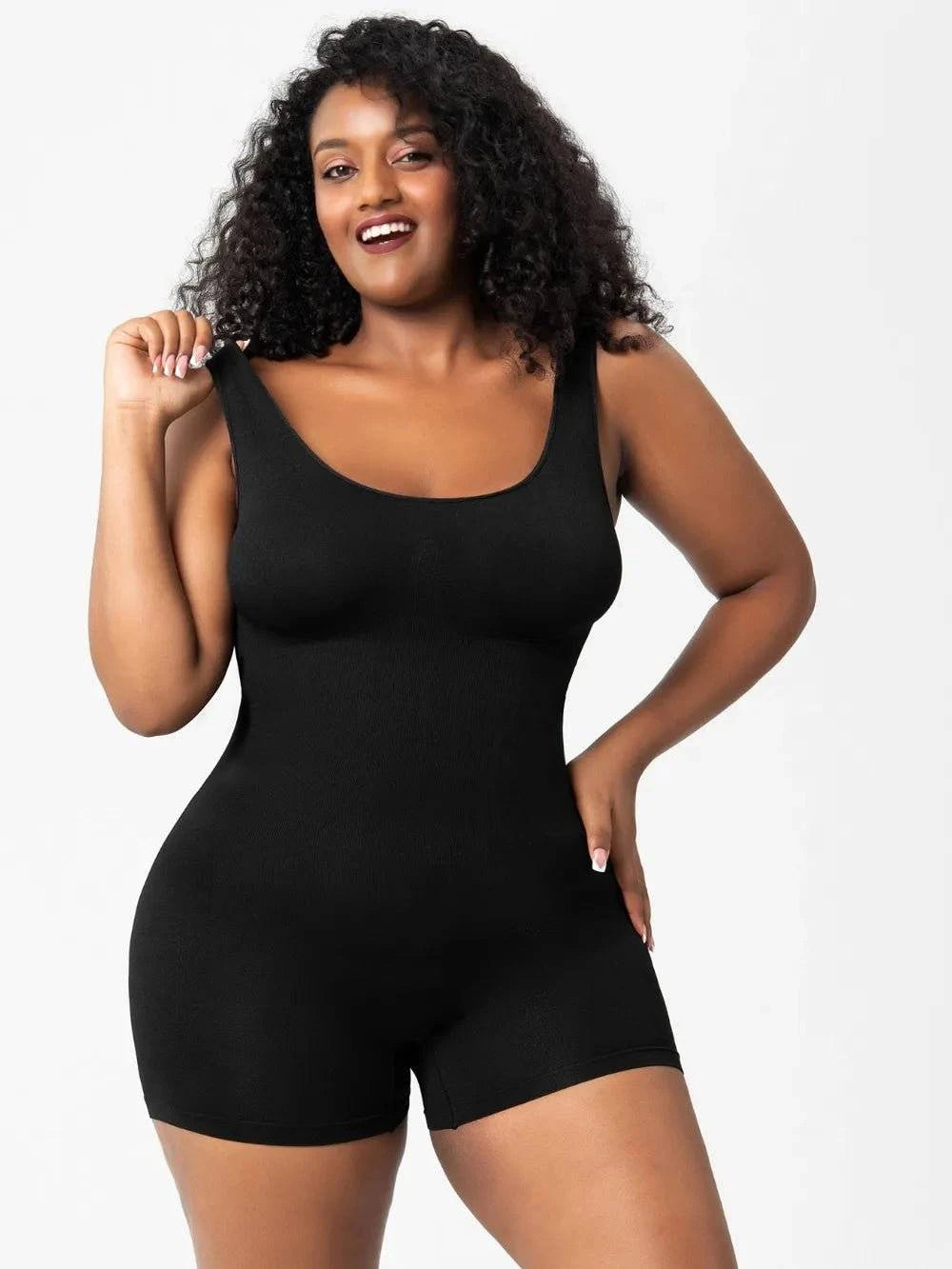 Scoop Neck Wide Strap Shaping Romper - Rosey's Creations