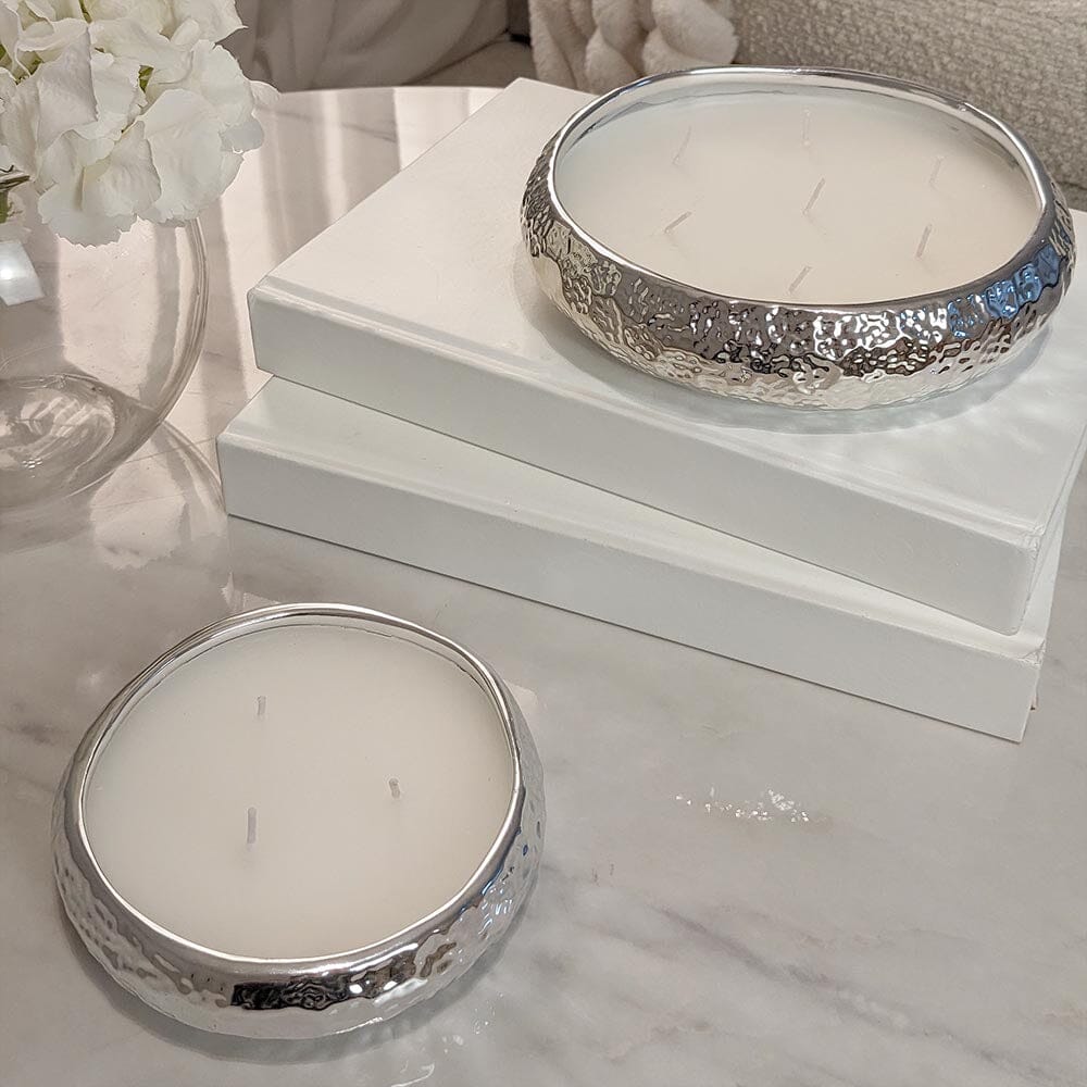 Set of 2 Aeolian Silver Candles - Rosey's Creations