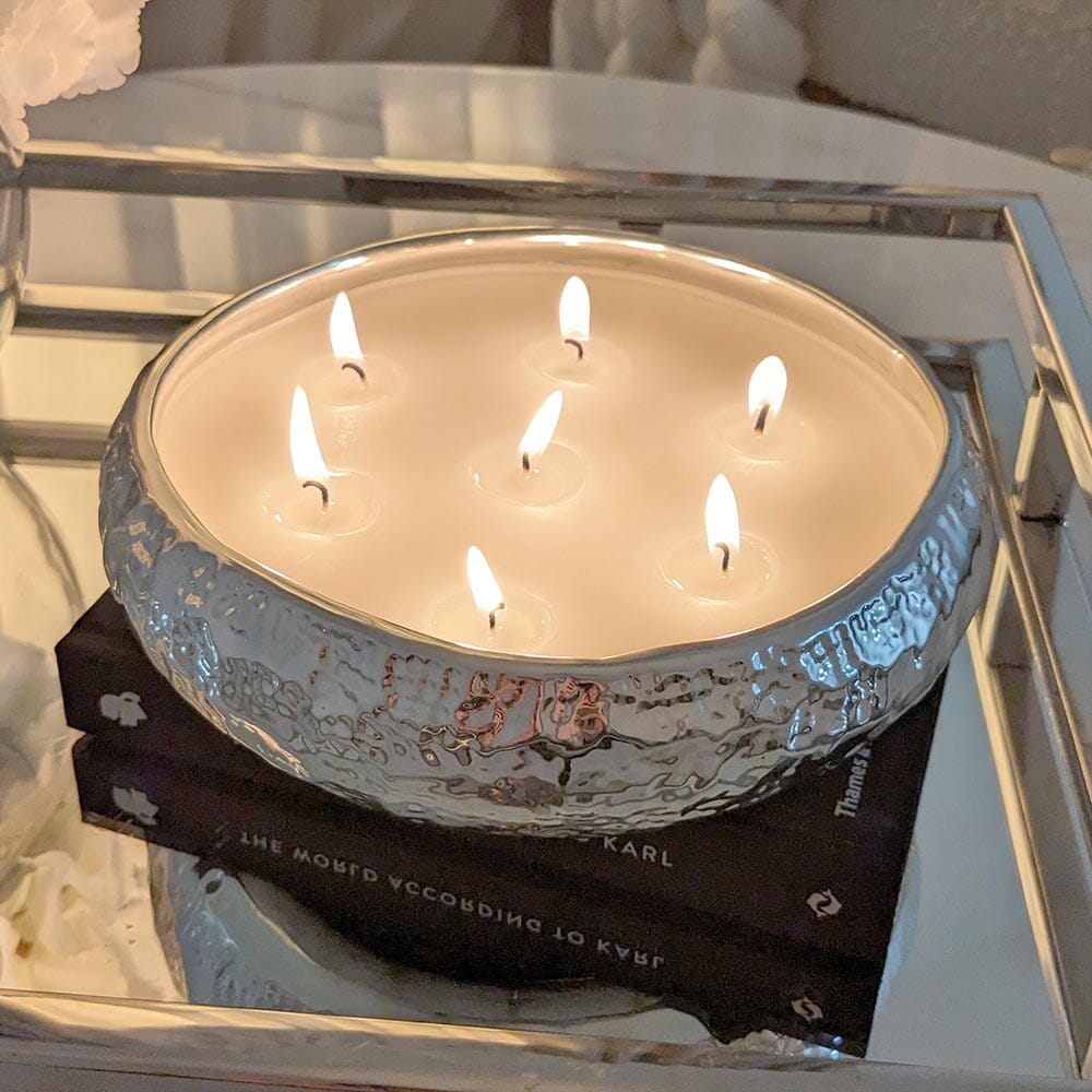 Set of 2 Aeolian Silver Candles - Rosey's Creations