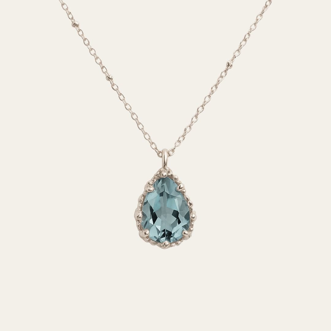 Silver Blue Topaz Necklace - Aurelia Dainty London
