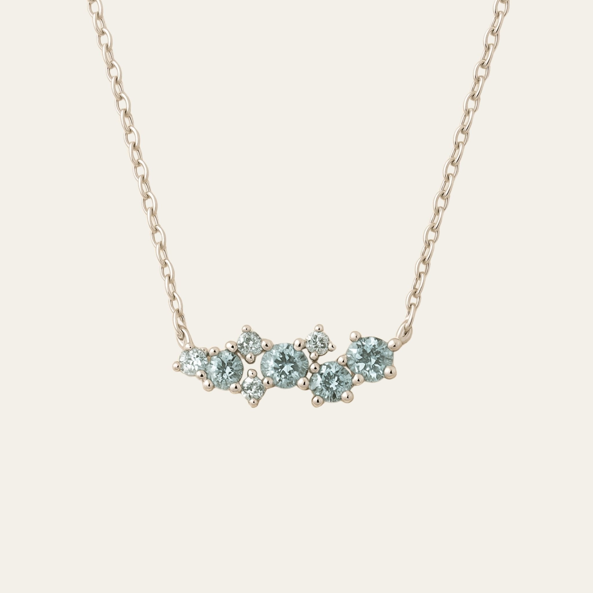 Silver Cluster Gemstone Necklace - Elara Dainty London