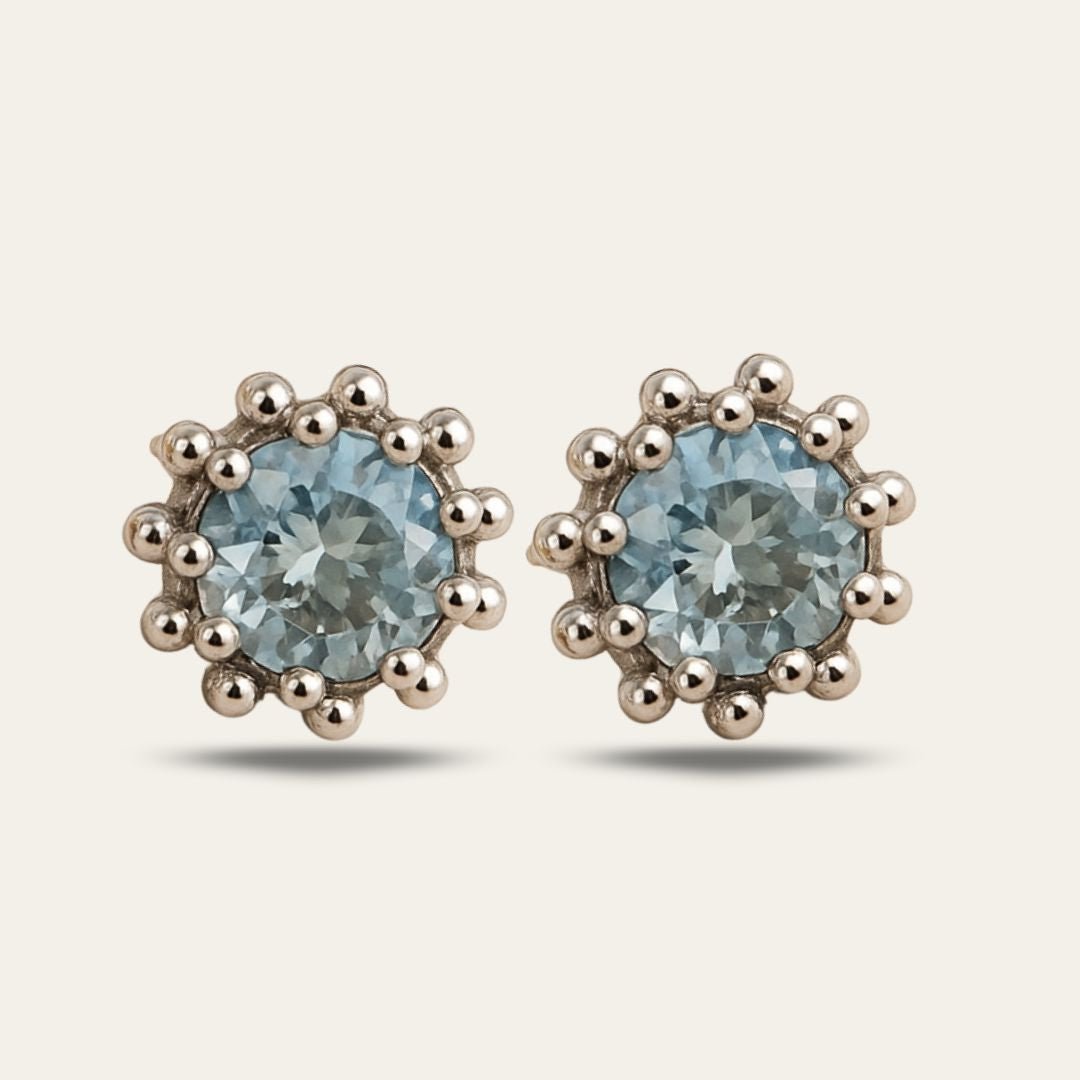 Silver Sky Blue Topaz Astrid Studs Dainty London