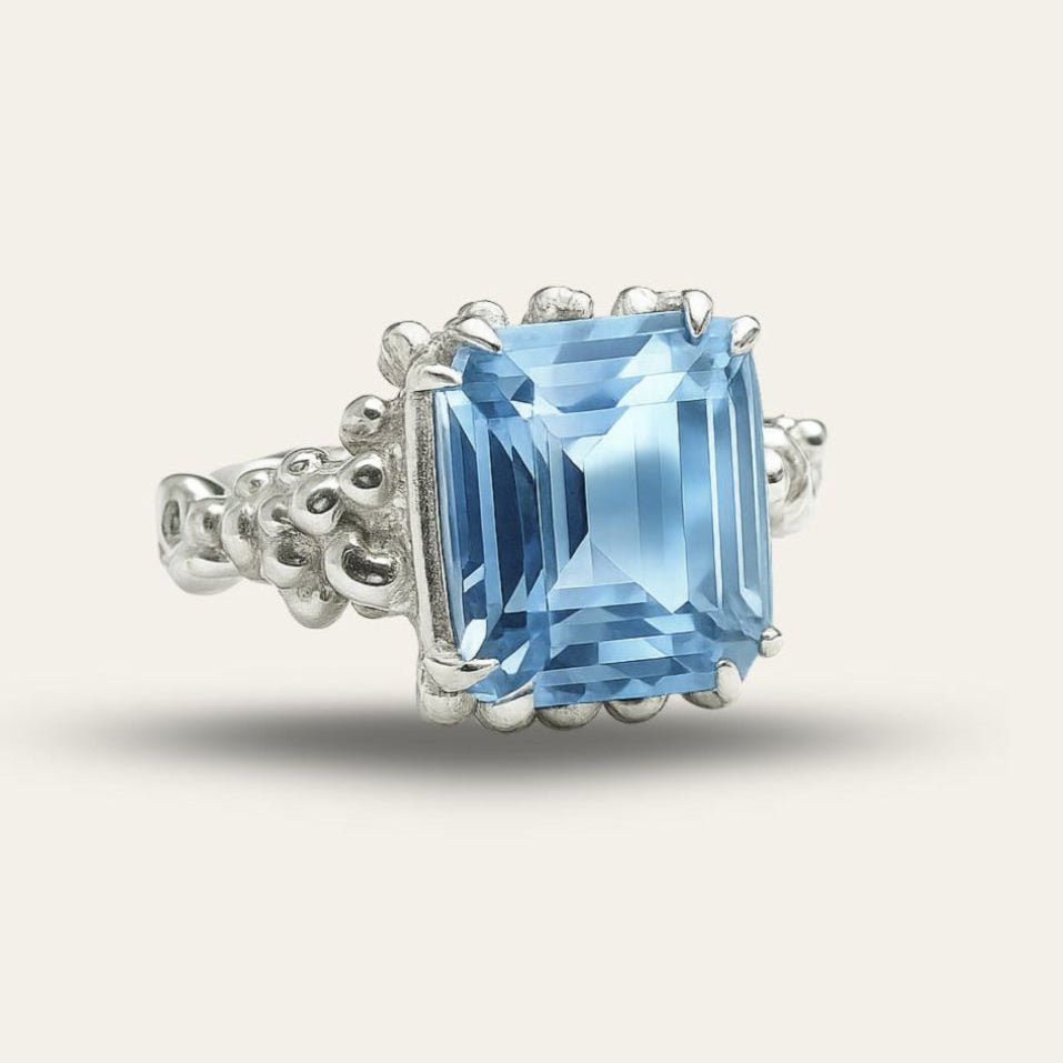 Silver Sky Blue Topaz Ring - Aurelia Dainty London