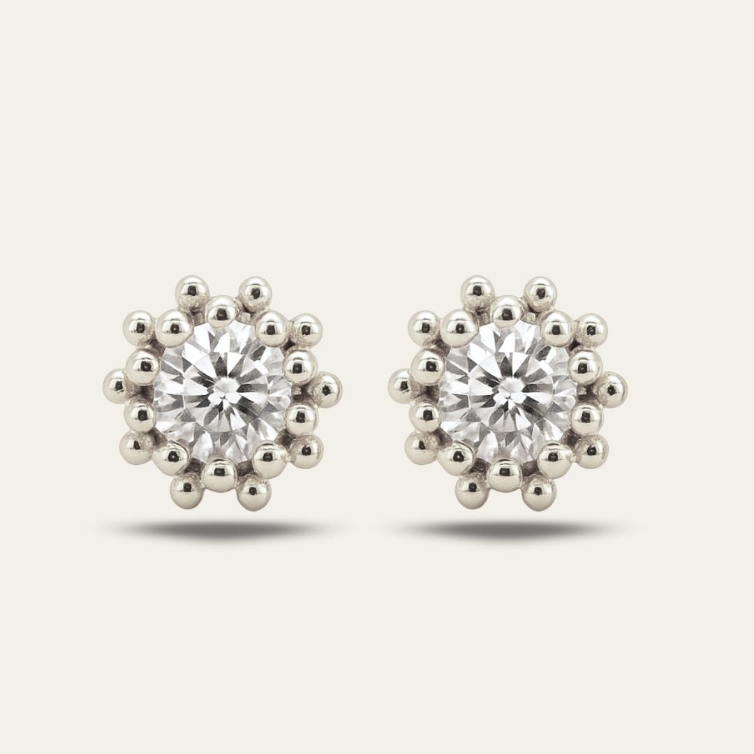 Silver White Topaz Seren Studs Dainty London