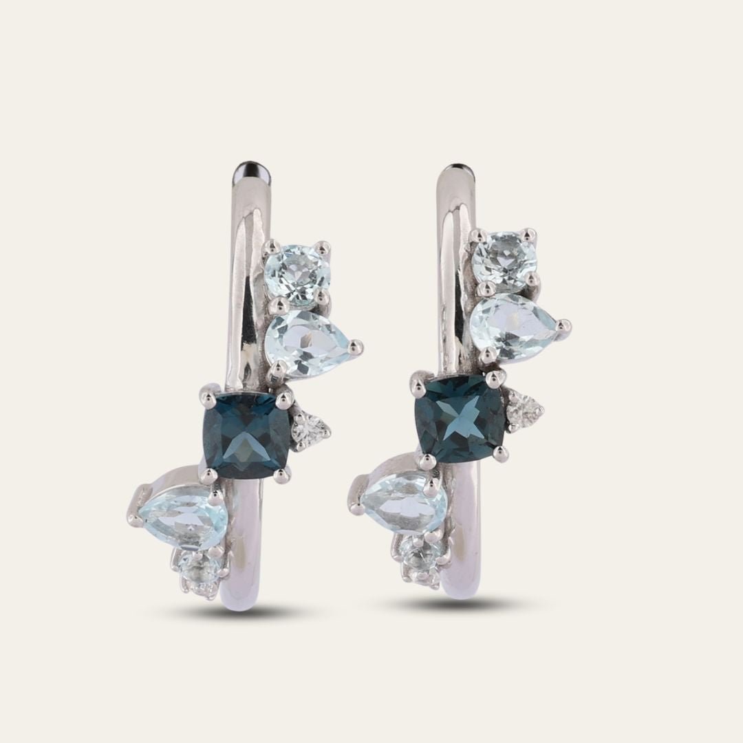 Silver Topaz Gemstone Zaria Earrings Dainty London