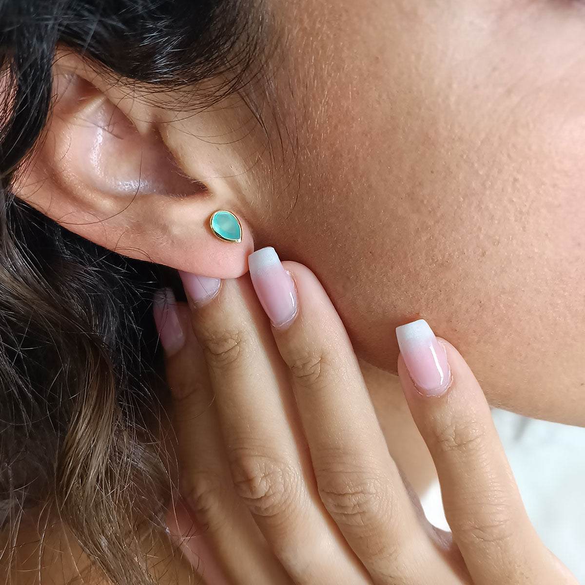 Simi Gemstone Studs with Pariba Onyx.