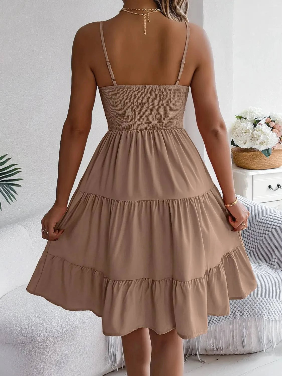 Smocked Back Tiered Cami Dress - Rosey's Creations