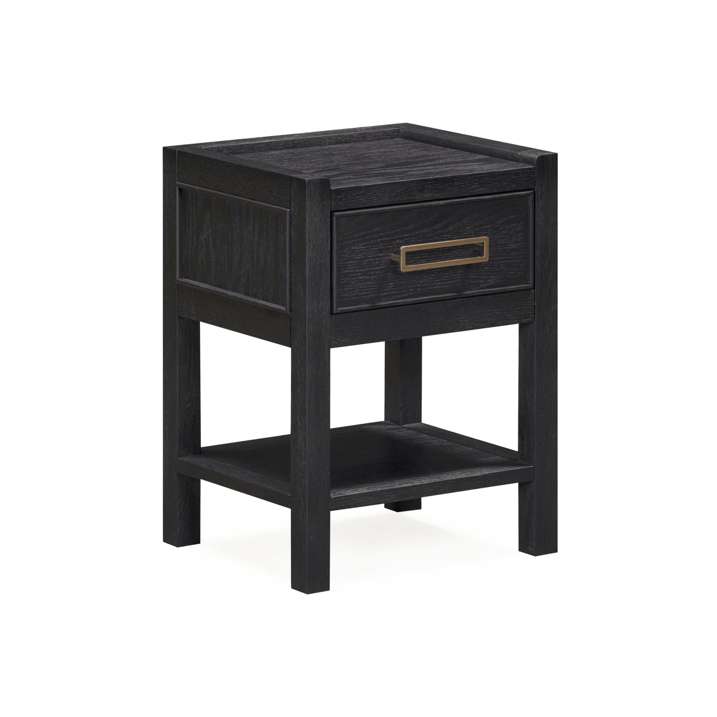 Soho Black Oak Veneer 1 Drawer Bedside Table.