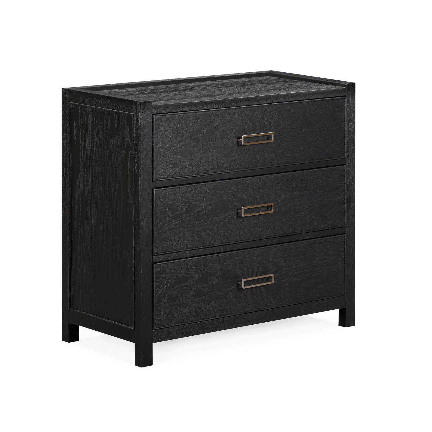 Soho Black Oak Veneer 3 Drawer Chest.