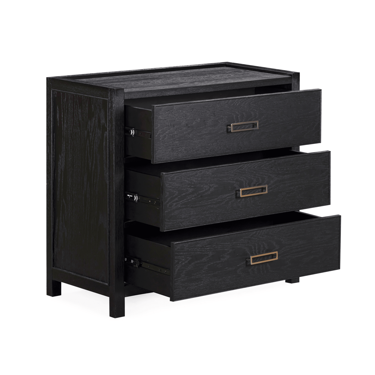 Soho Black Oak Veneer 3 Drawer Chest.
