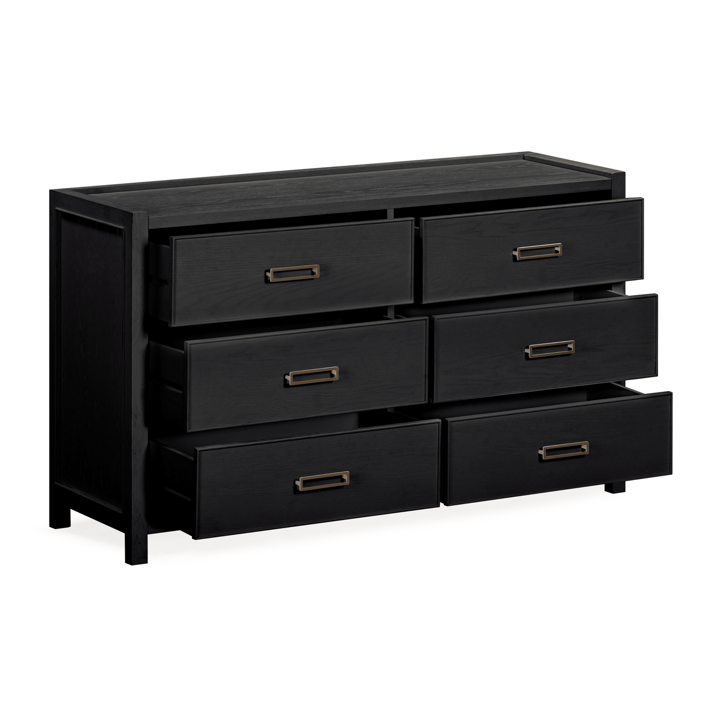 Soho Black Oak Veneer 6 Drawer Chest.