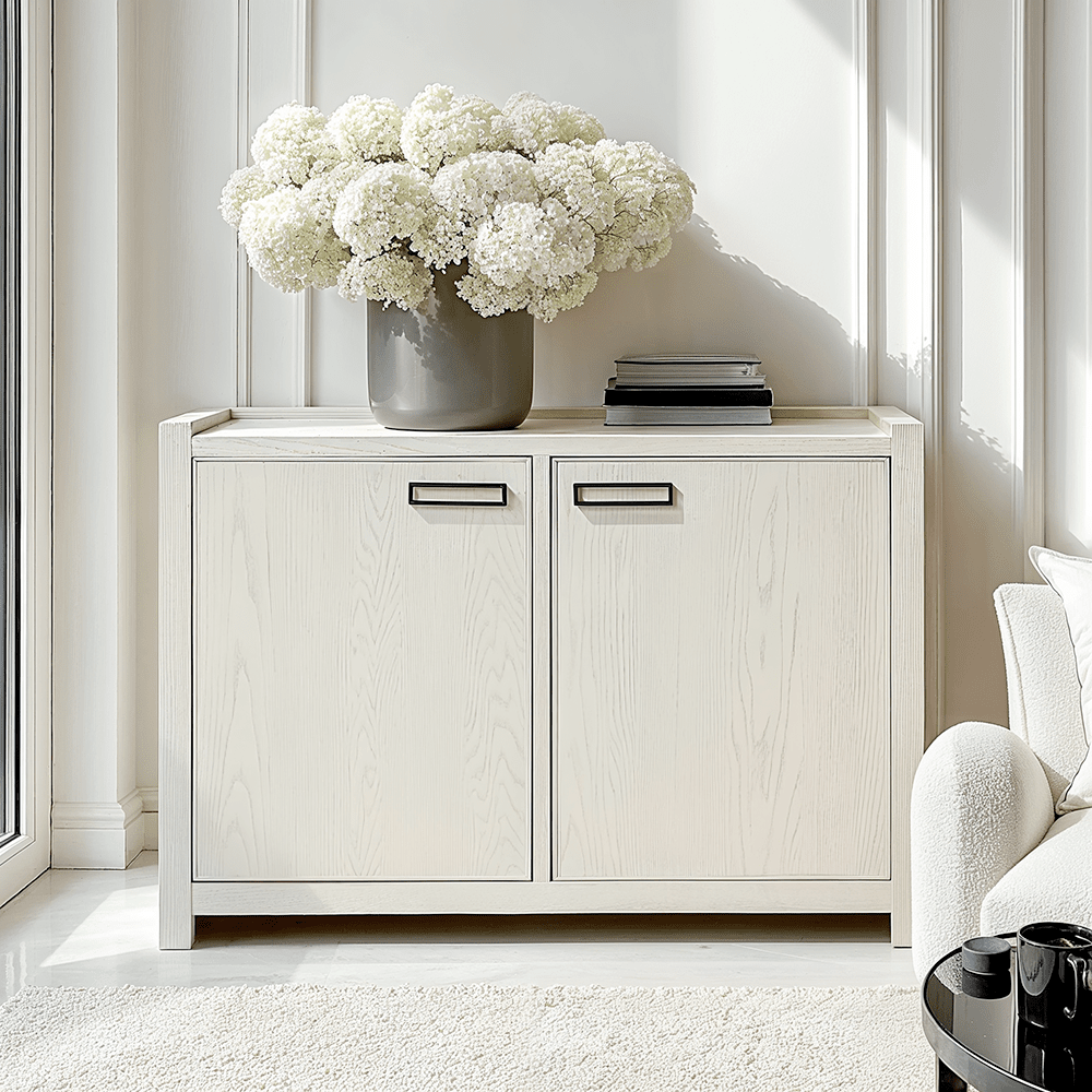 Soho Cream Oak Veneer 2 Door Sideboard.