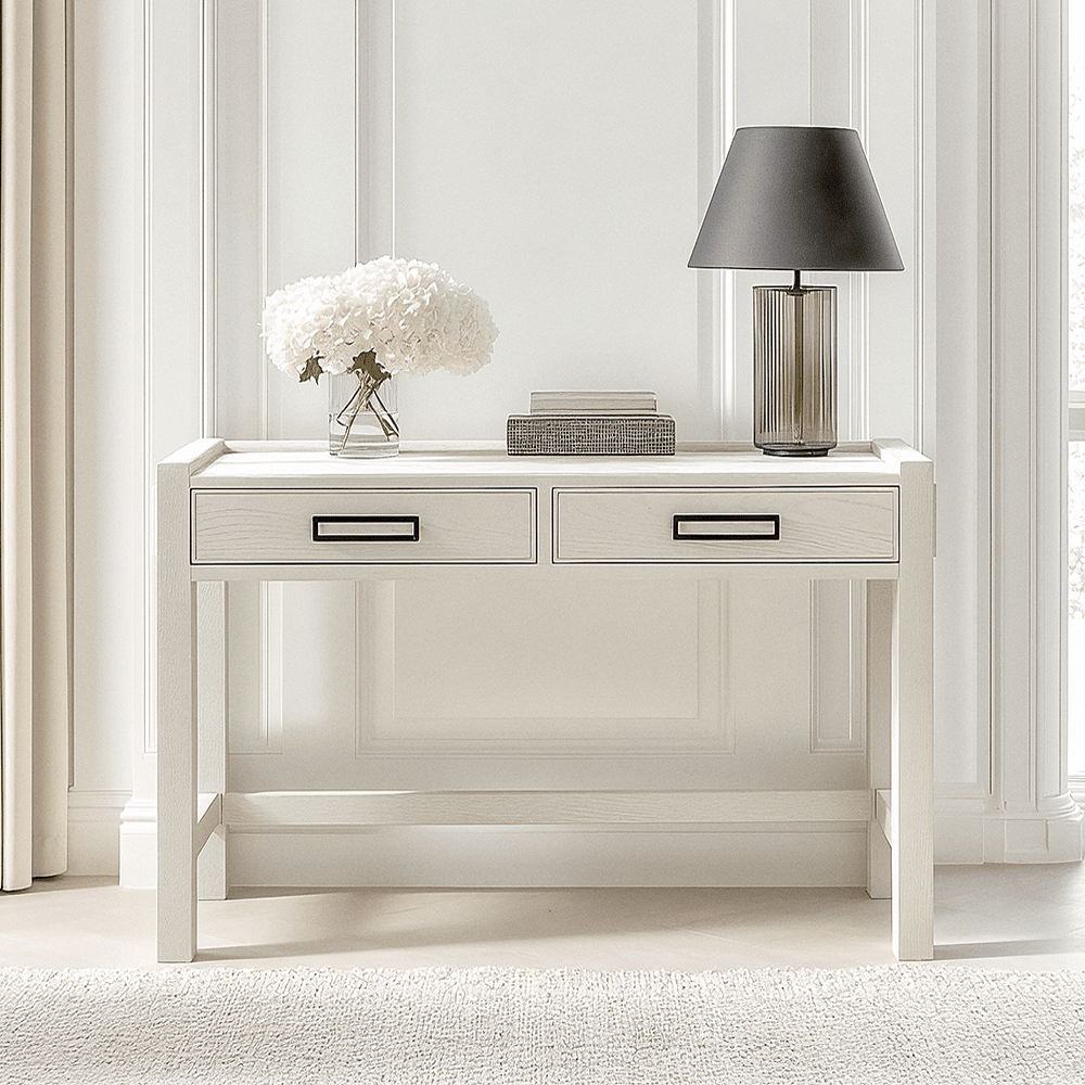 Soho Cream Oak Veneer 2 Drawer Dressing Table.
