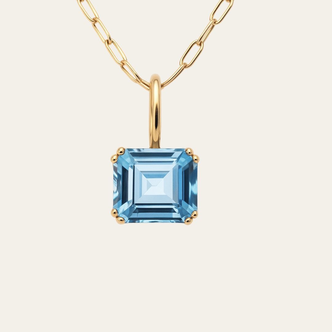 Large Gold Blue Topaz Necklace - Astrid Dainty London