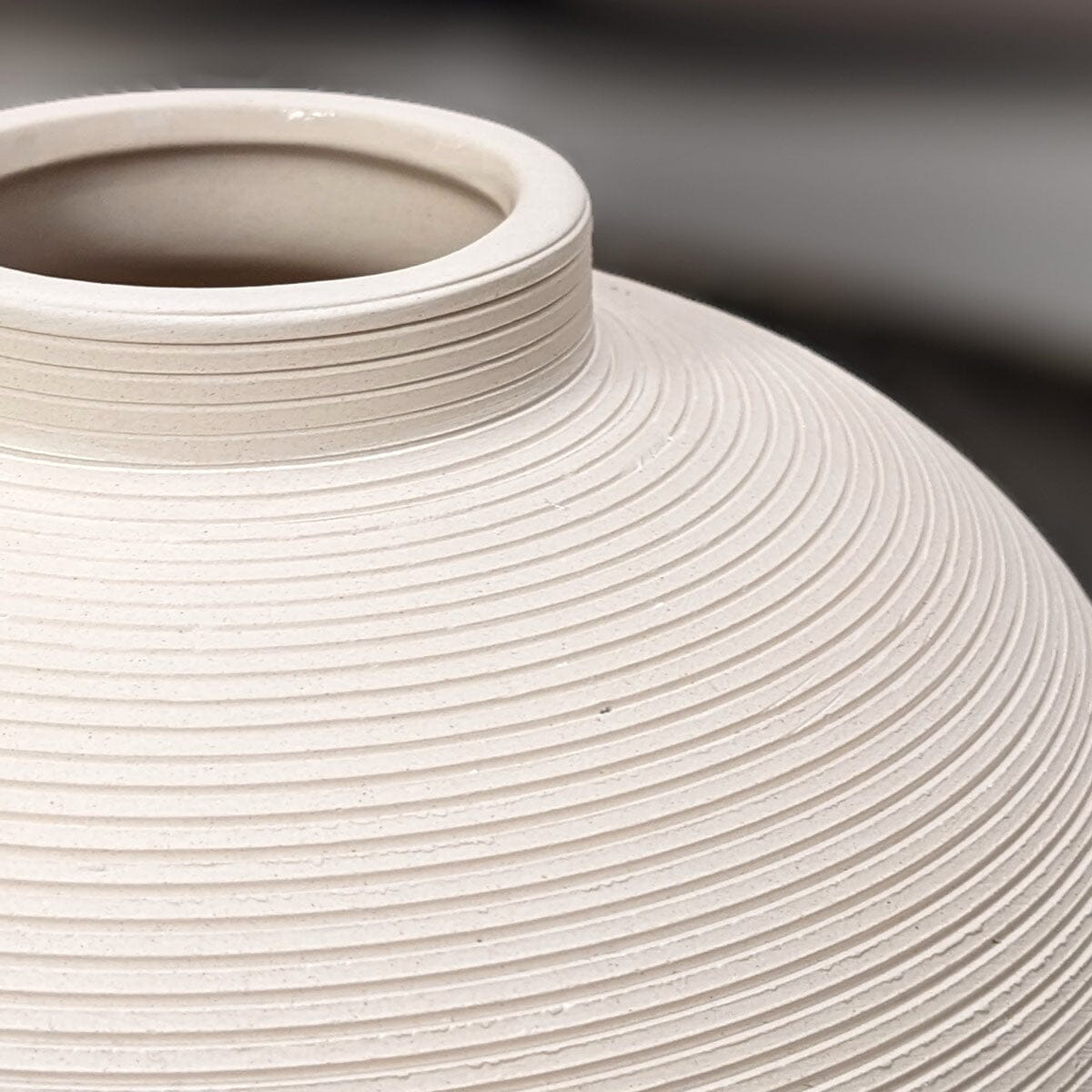 Solis Large Rounded Stone Ceramic Neutral Vase.