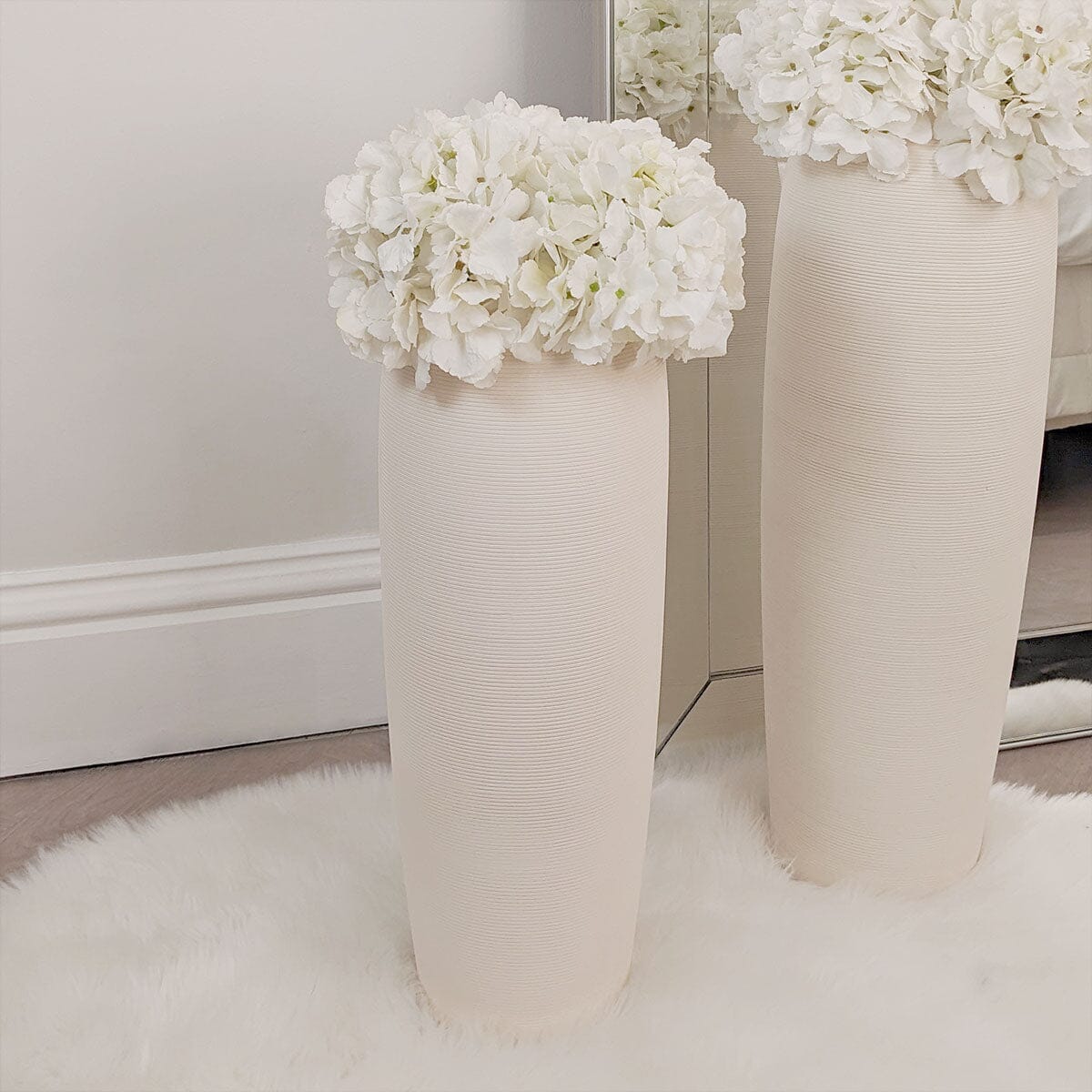 Solis Large Floor Standing Stone Ceramic Neutral Vase.
