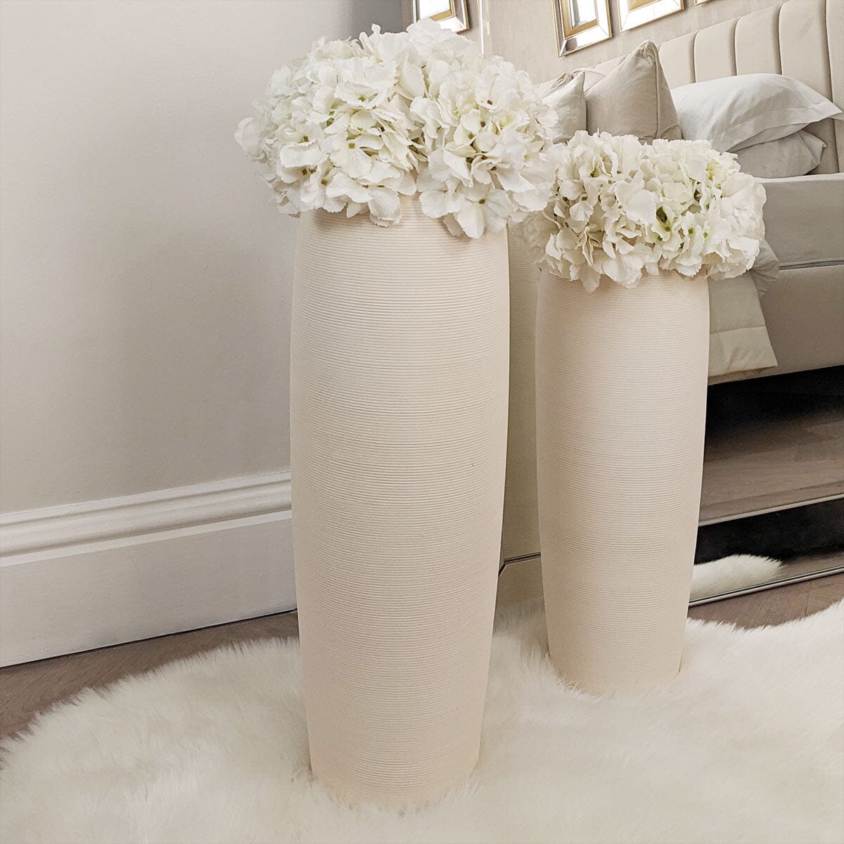 Solis XL Floor Standing Stone Ceramic Neutral Vase.