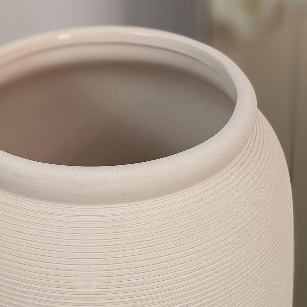 Solis XL Floor Standing Stone Ceramic Neutral Vase.