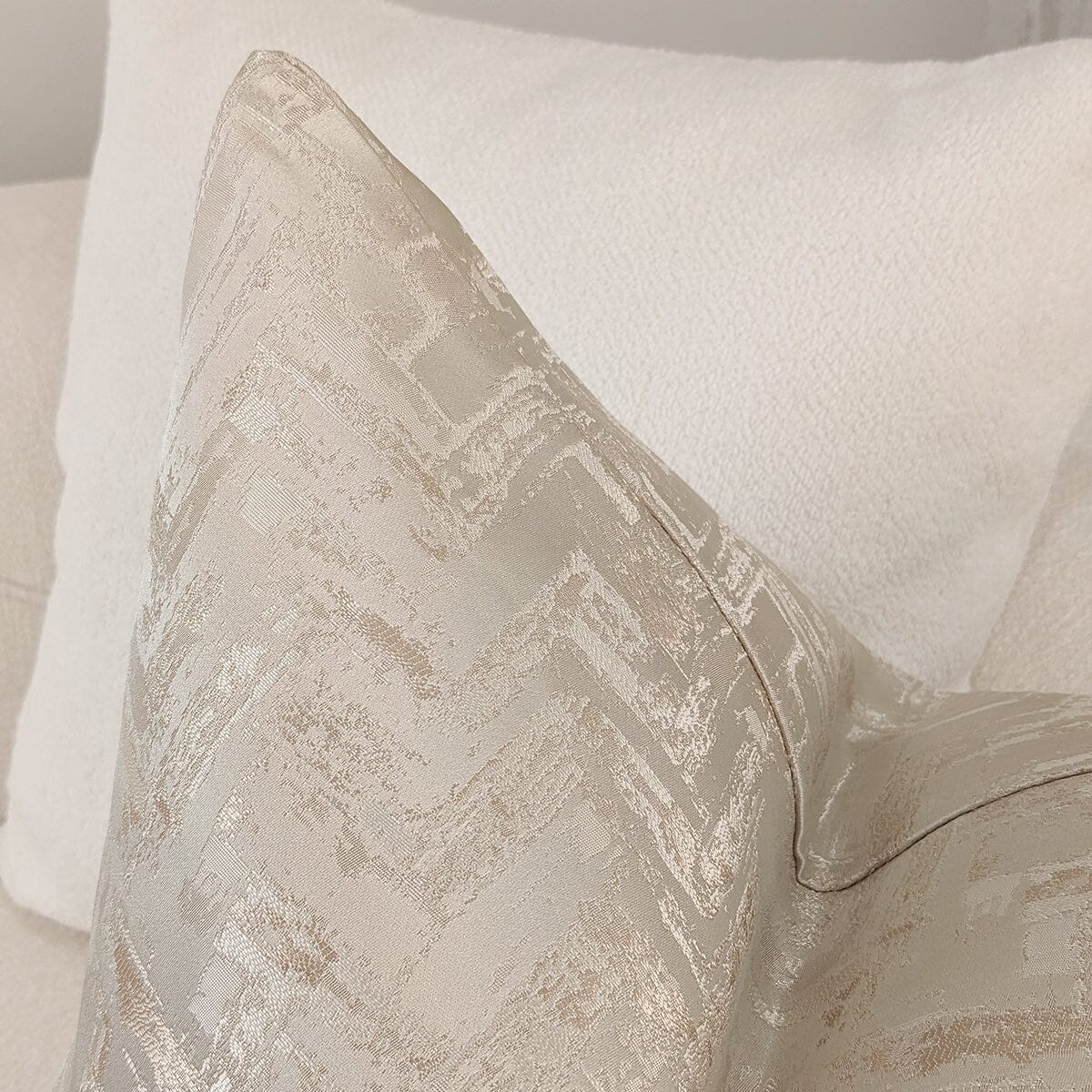 Sorrel Cream & Gold Metallic Abstract Patterned Cushion - 50x50cm.