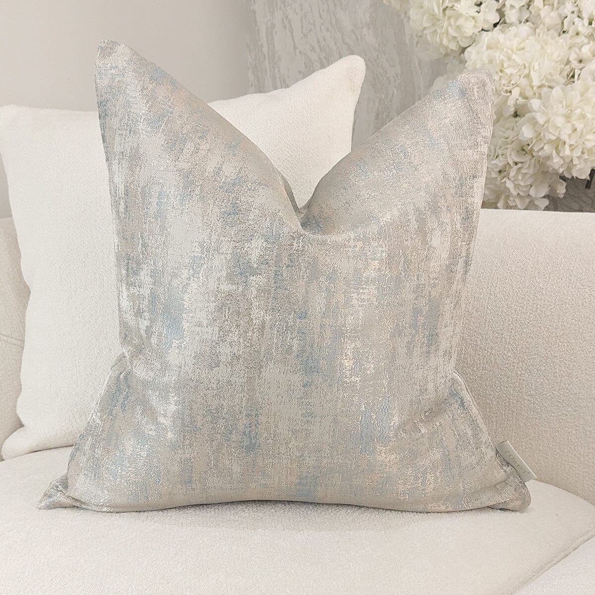 Tamzin Gold & Duck Egg Metallic Cushion - 50x50cm.