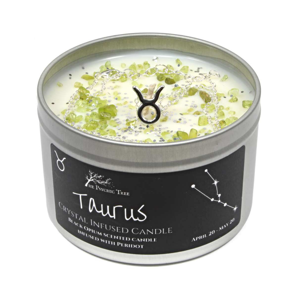 Taurus - Crystal & Jewellery Scented Zodiac Candle.