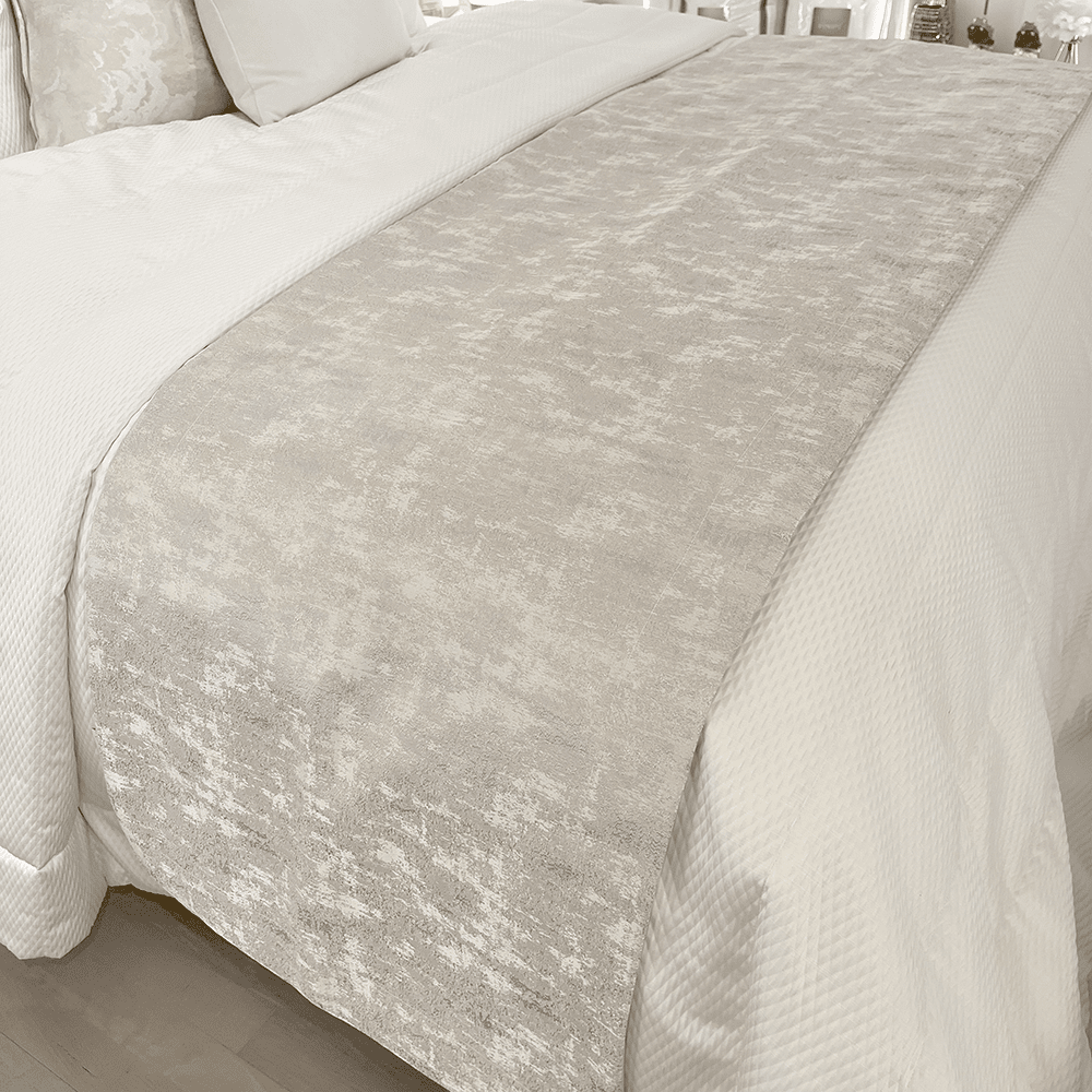 Tiana Cream & Gold Abstract Print Bed Runner - Rosey's Creations