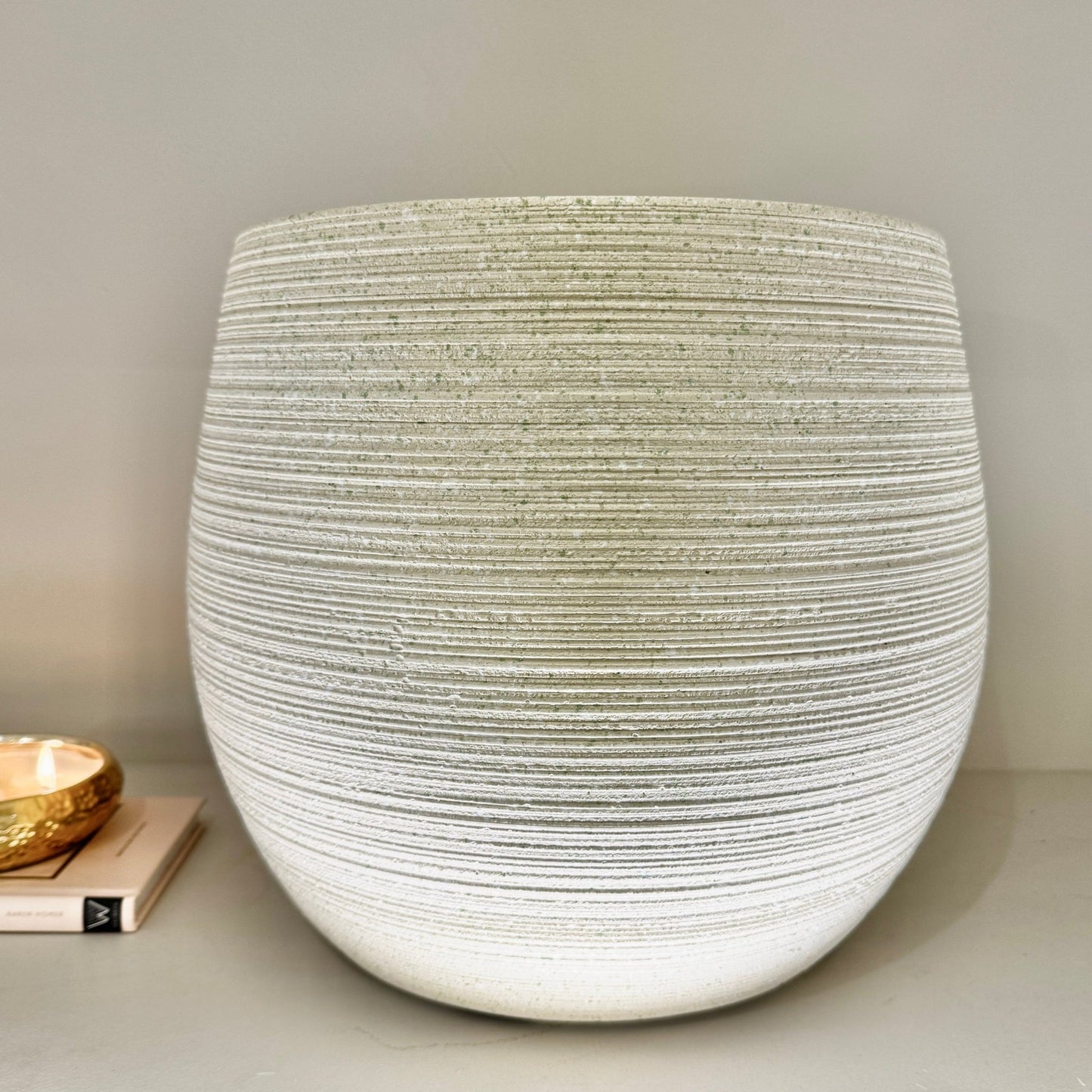 Tranquillity Large Neutral Round Textured Planter - Rosey's Creations