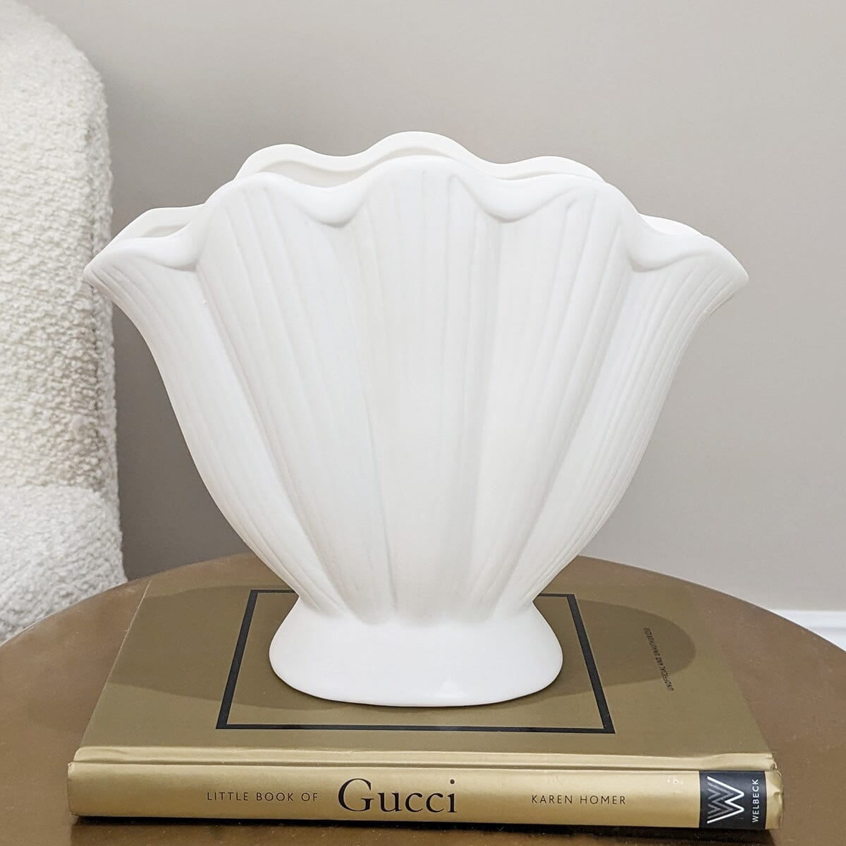 Trixie Neutral Scalloped Shell Vase - Rosey's Creations