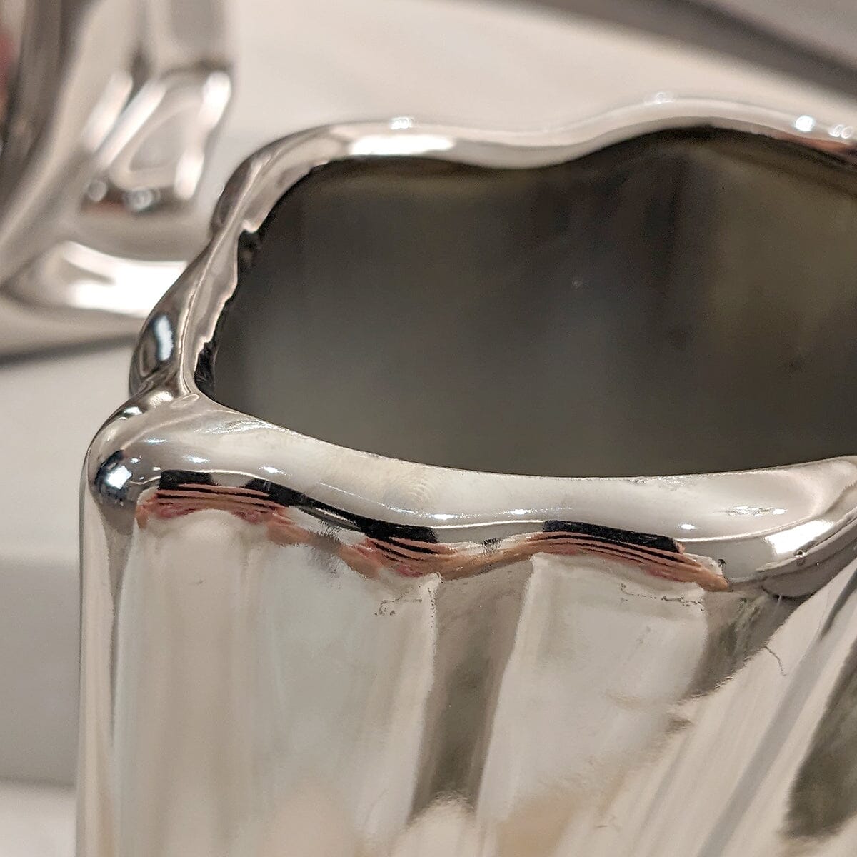 Vega Petite Paper Bag Style Silver Ceramic Vase - Rosey's Creations