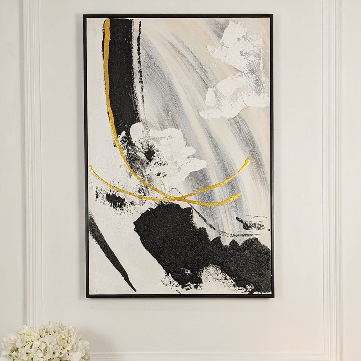 Verona Black, Taupe & White Abstract Paint Brush Effect Textured Canvas Wall Art - Rosey's Creations