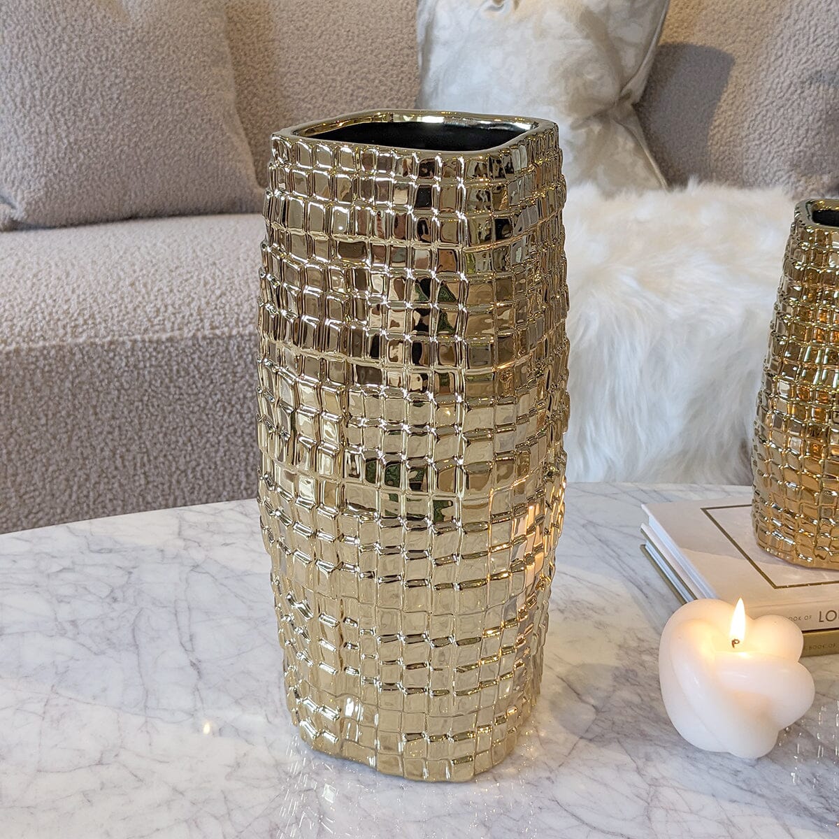 Vieste Large Gold Abstract Vase - Rosey's Creations