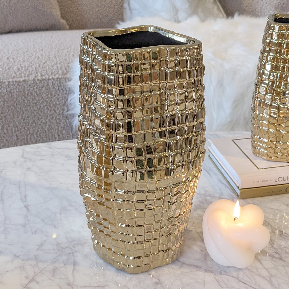 Vieste Tall Gold Abstract Vase - Rosey's Creations