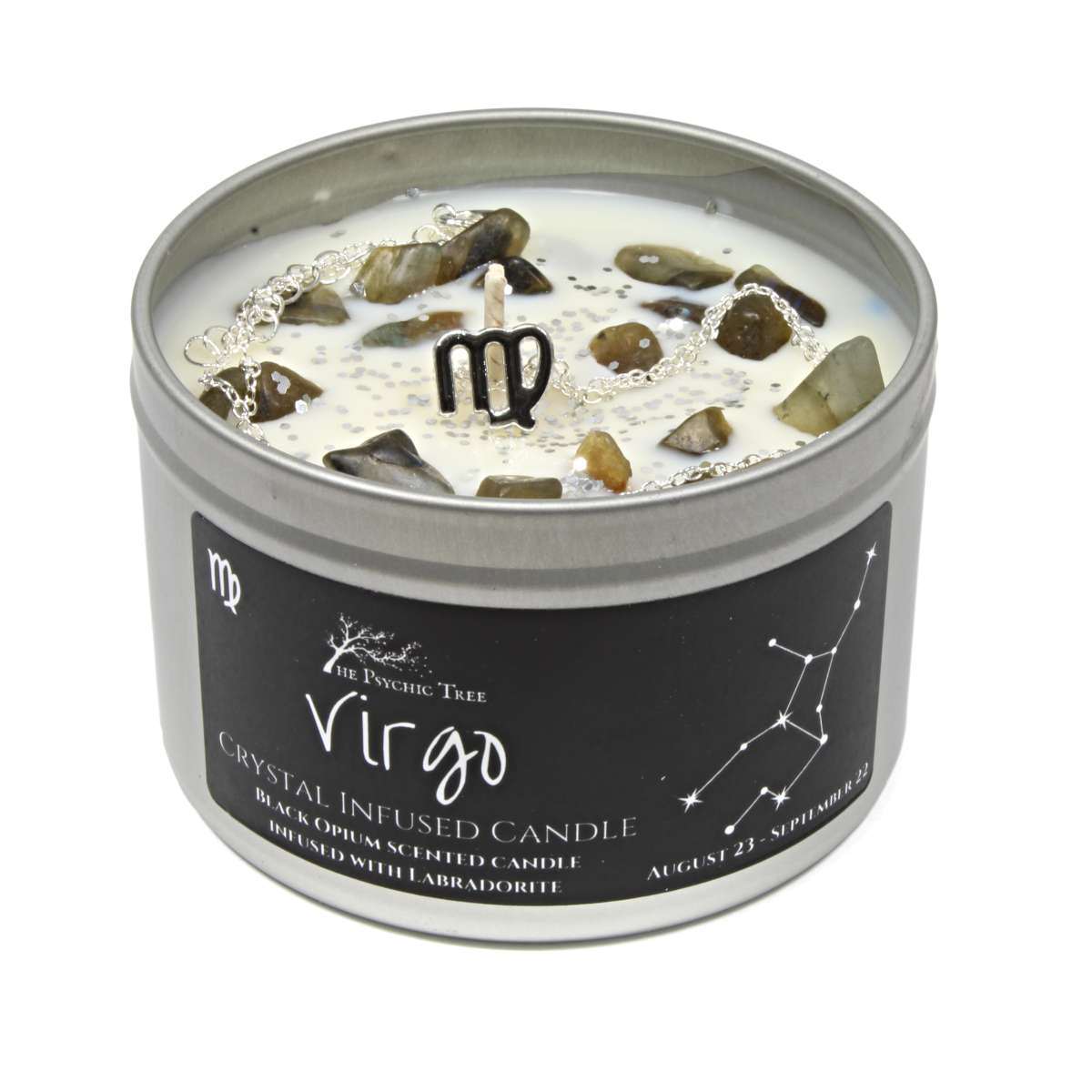 Virgo - Crystal & Jewellery Scented Zodiac Candle.