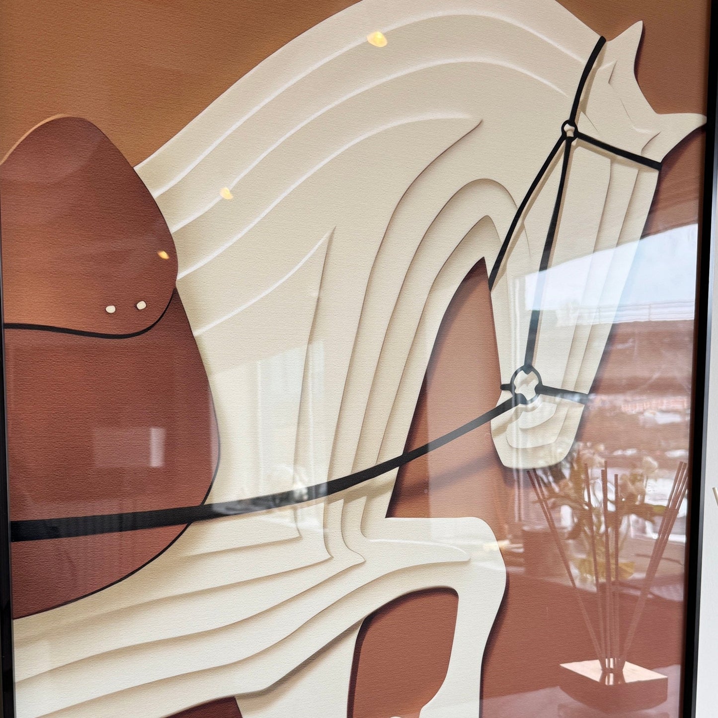 Vivienne Rust 3D Effect Horse Print Framed Wall Art - 60x90cm - Rosey's Creations