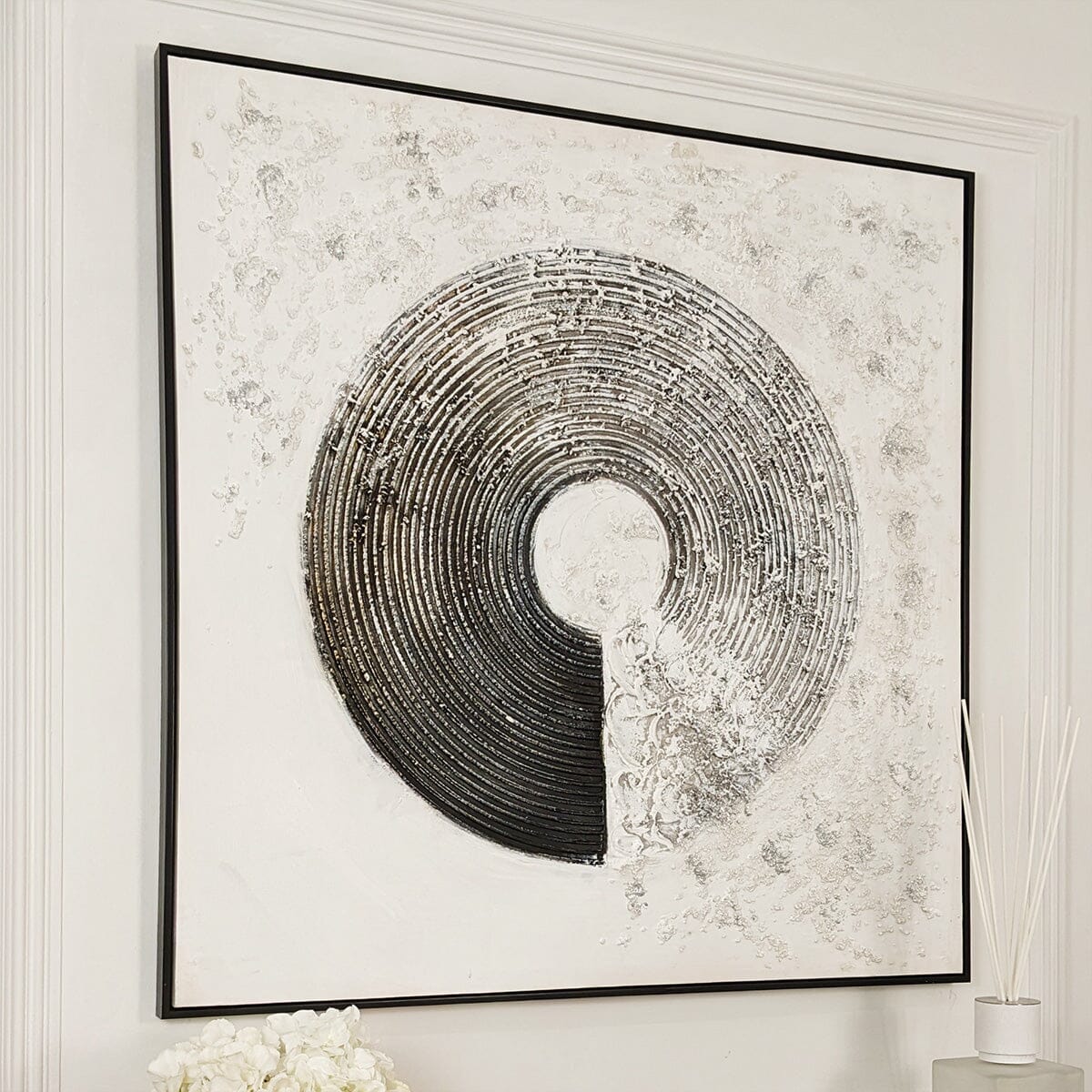 Westborne Monochrome Spiral Textured Canvas Wall Art - Rosey's Creations