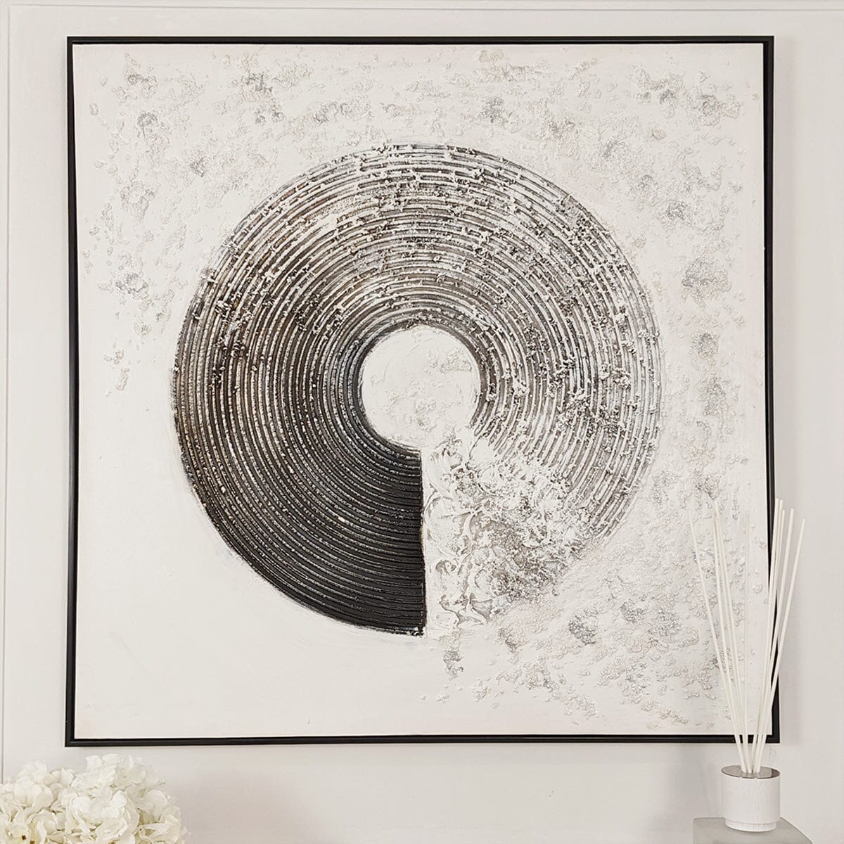 Westborne Monochrome Spiral Textured Canvas Wall Art - Rosey's Creations