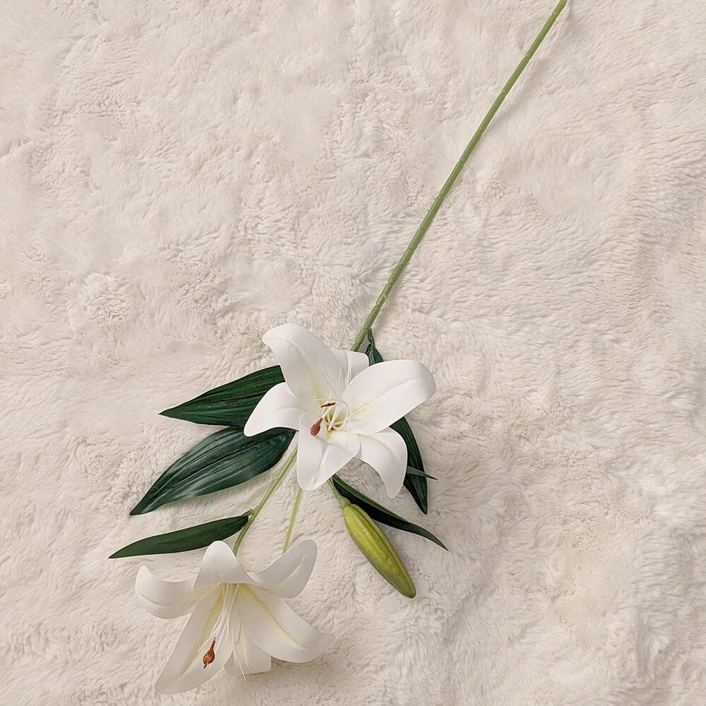 White Faux Lily Single Stem Flower - Rosey's Creations