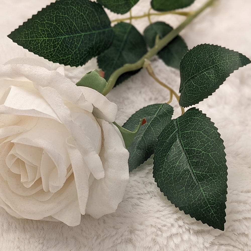 White Faux Peony Rose Single Stem Flower - Rosey's Creations