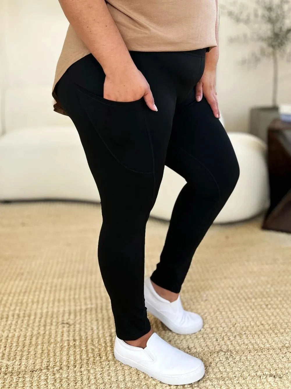 Wide Waistband Sports Leggings - Rosey's Creations