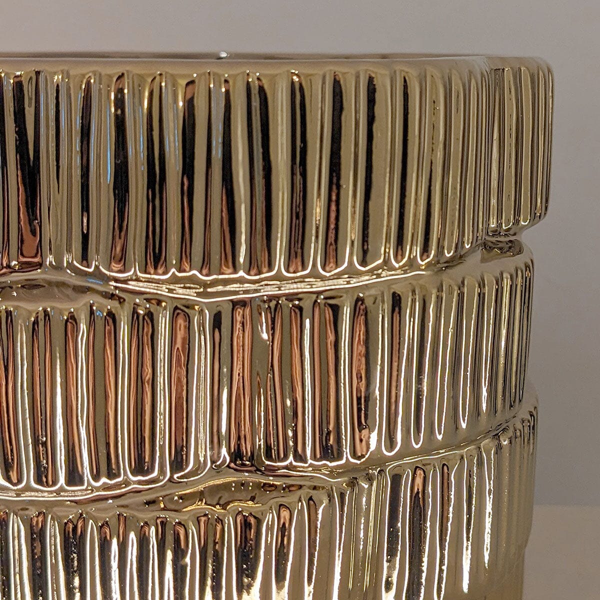 Willow Gold Ribbed Ceramic Planter - Rosey's Creations