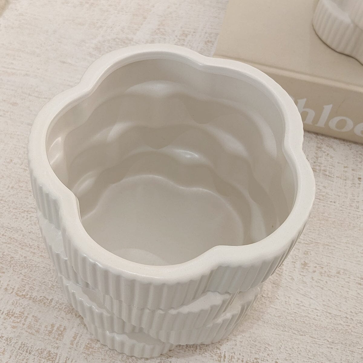 Willow Large White Ribbed Ceramic Vase - Rosey's Creations