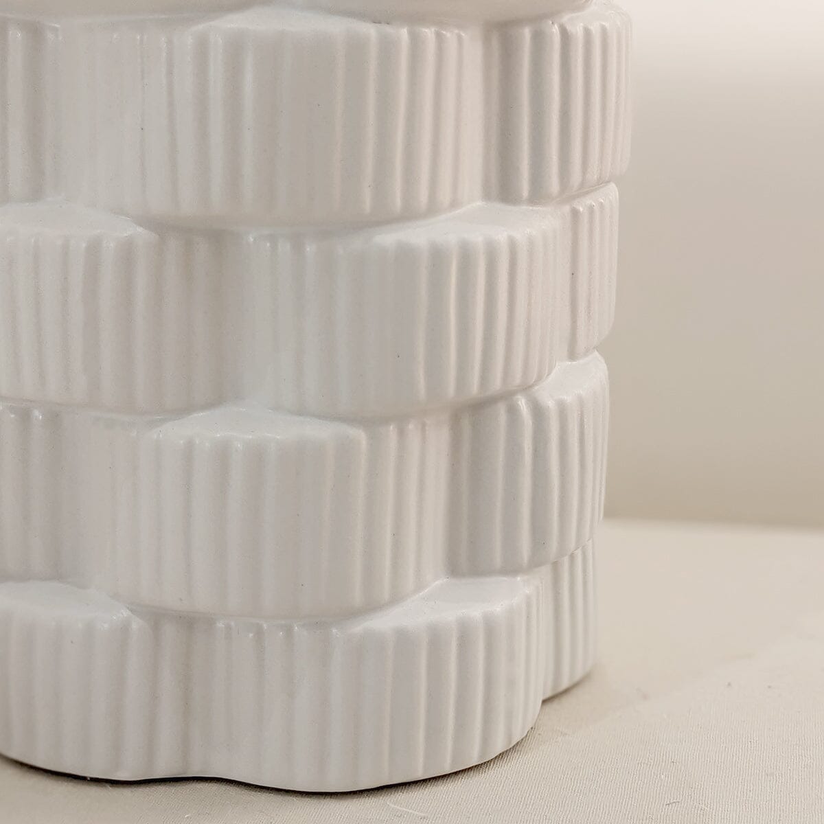 Willow Medium White Ribbed Ceramic Vase - Rosey's Creations