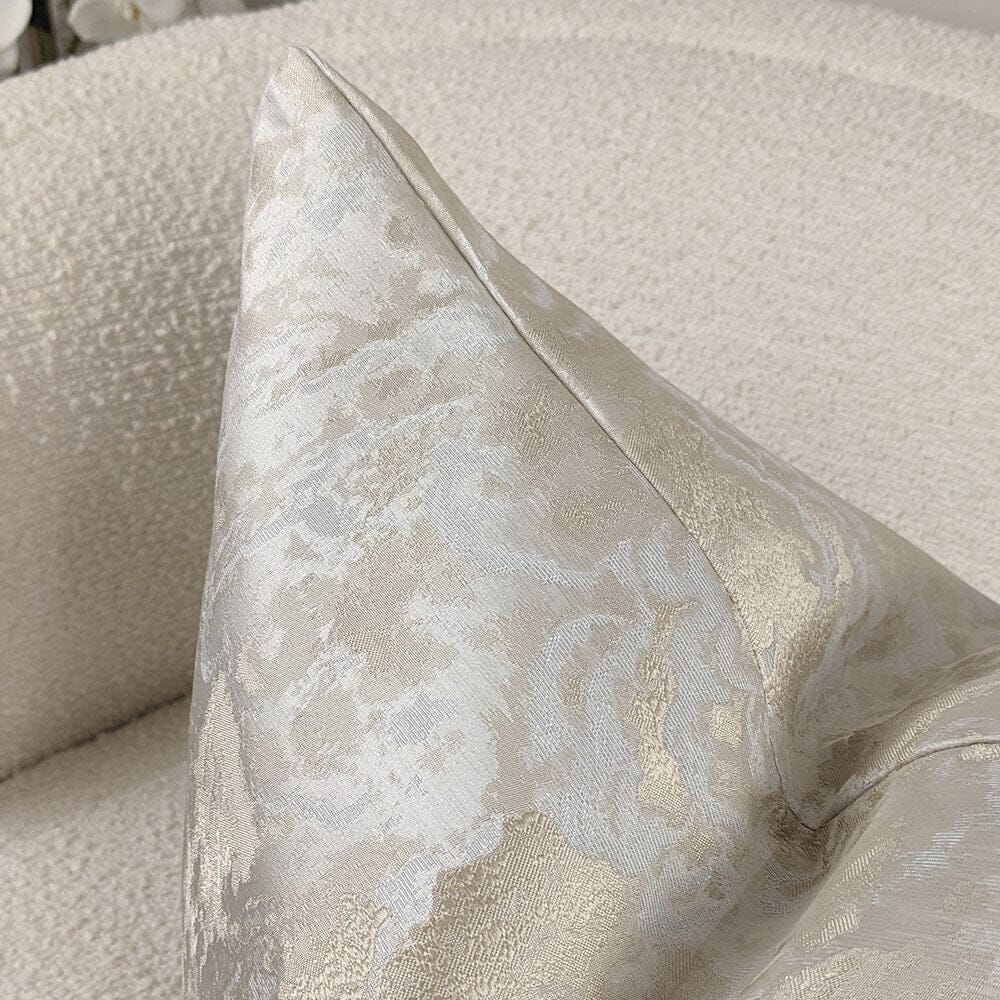 Yasmin Gold & Cream Metallic Cloud Print Cushion - 50x50cm.