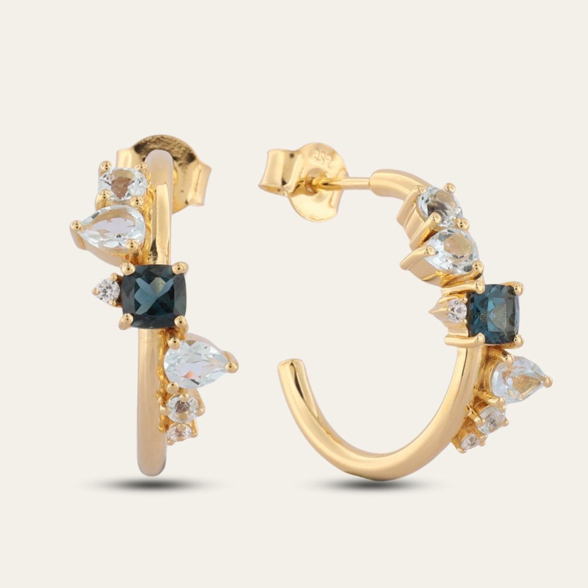 Gold Topaz Gemstone Zaria Earrings Dainty London